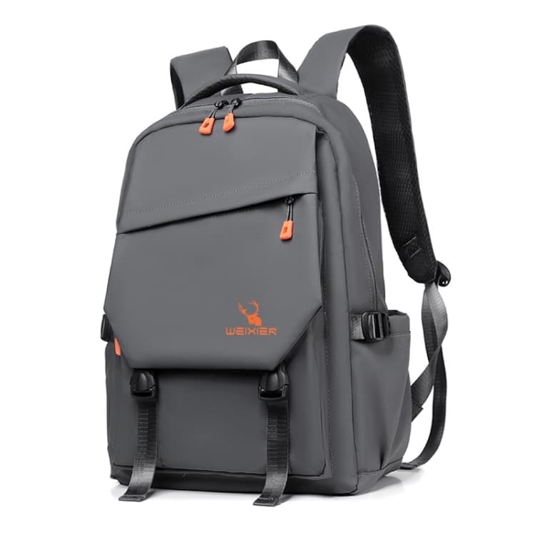WEIXIER B682 Large Capacity Double Shoulder Backpack Casual Waterproof Travel Bag(Dark Gray)
