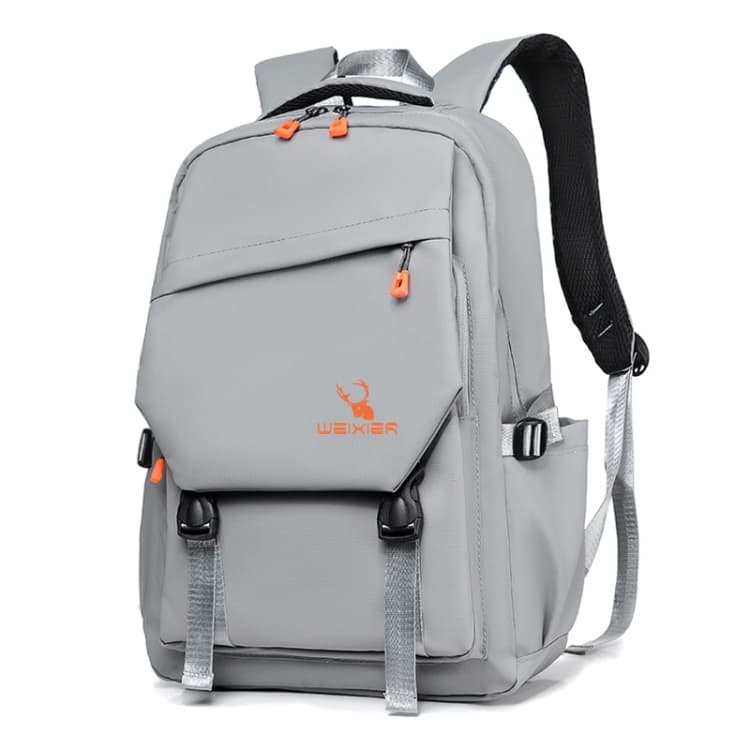 WEIXIER B682 Large Capacity Double Shoulder Backpack Casual Waterproof Travel Bag(Light Gray)