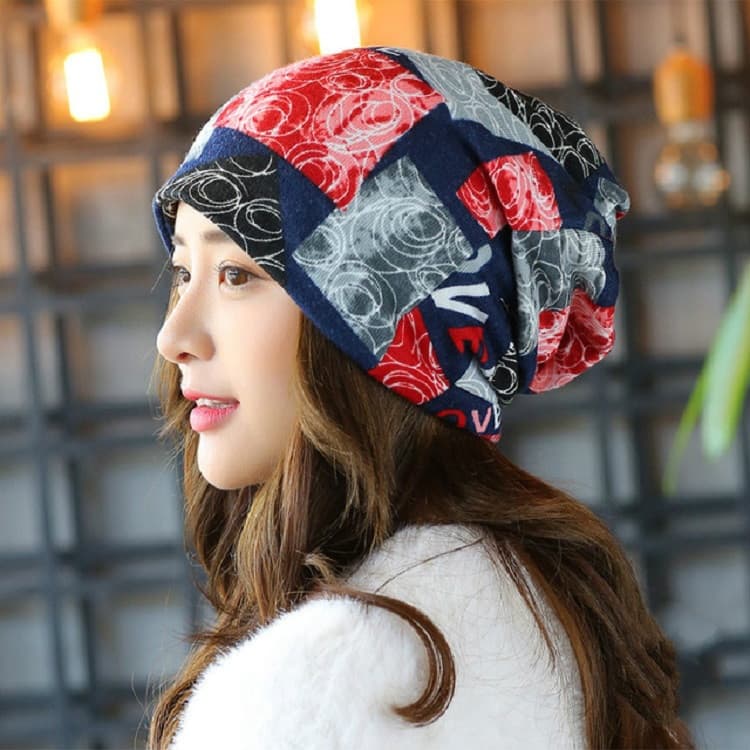 Women Autumn and Winter Wild Turban Hat Scarf Dual Purpose Confinement Cap
