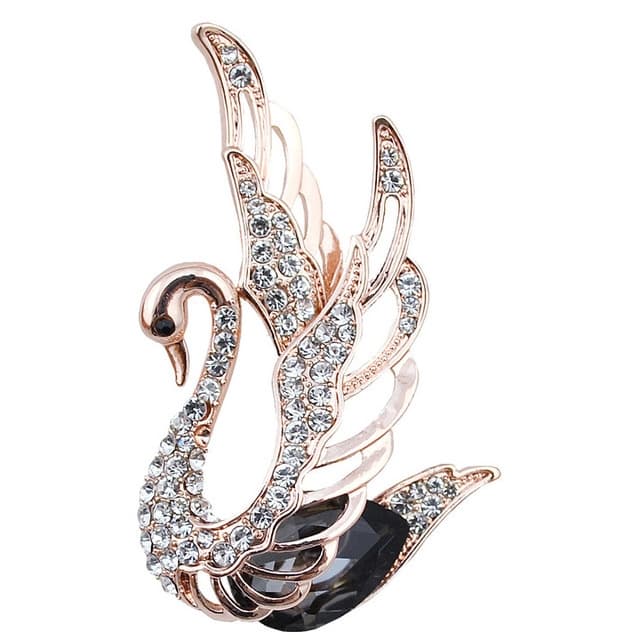 Spilla da donna con cigno in cristallo e strass (Grigio)