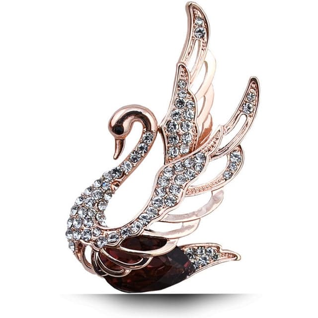 Spilla da donna con cigno in cristallo e strass (Viola)