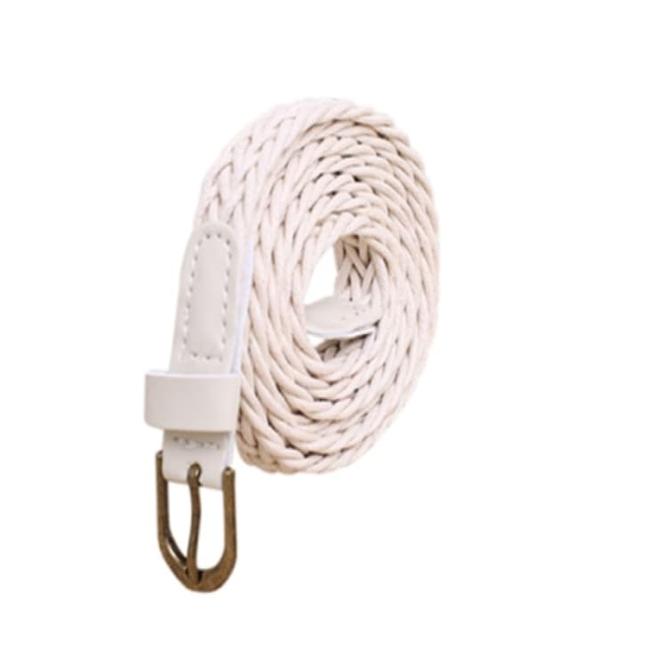Womens Brief Knitted Candy Colors Braid Belt Female Belt For Dress, Belt Length:105-110cm(White)