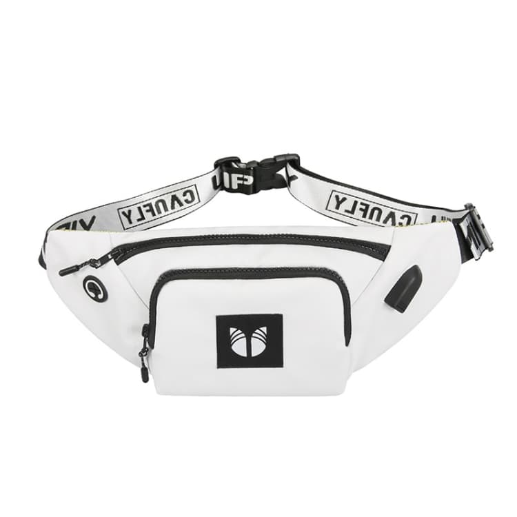 YIPINU YPU-DS Fashion Chest Bag Messenger Bag Waist Bag Waterproof Sports Mobile Phone Bag with External USB Port( White)