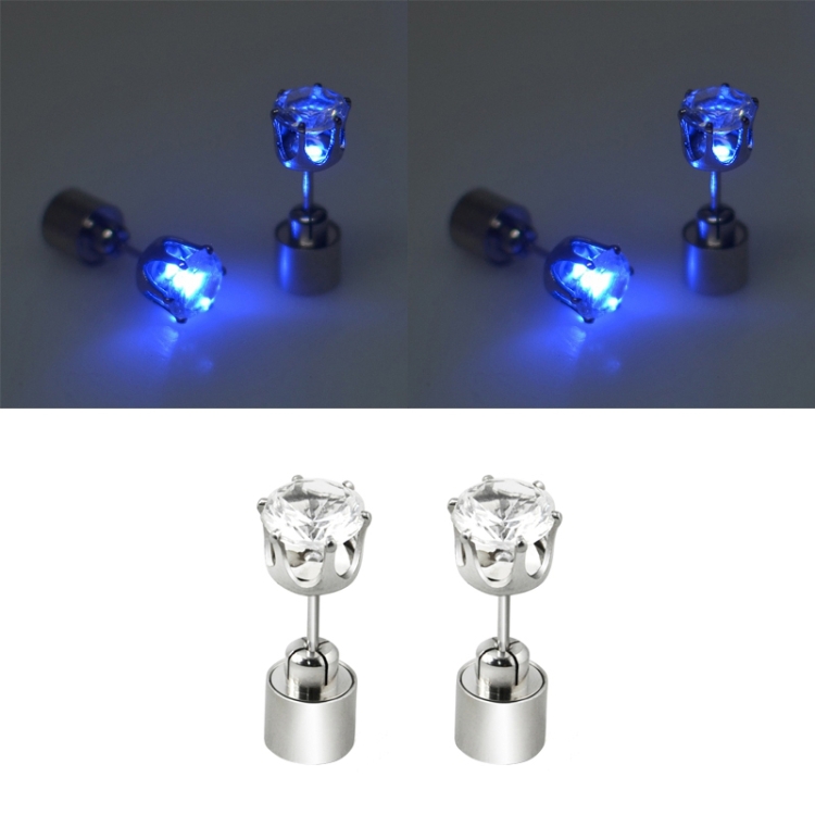 1 Pair Fashion LED Earrings Glowing Light Up Diamond Earring Stud(Blue)