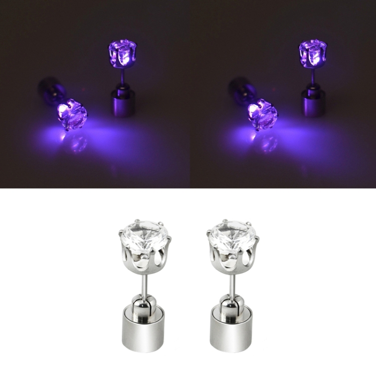 1 Pair Fashion LED Earrings Glowing Light Up Diamond Earring Stud(Purple)