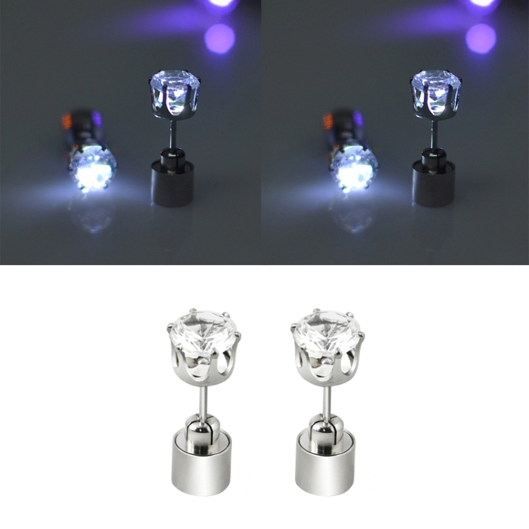1 Pair Fashion LED Earrings Glowing Light Up Diamond Earring Stud(White)