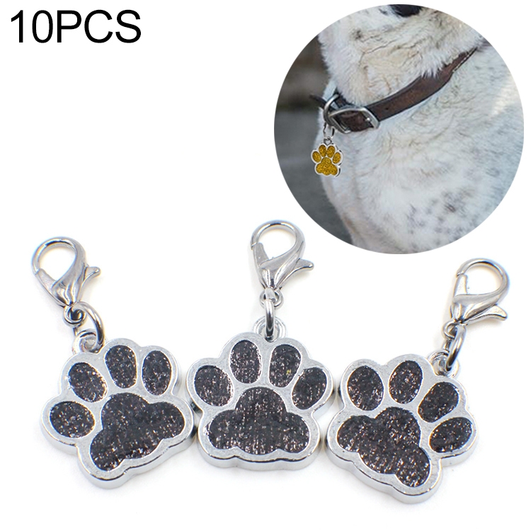 10 PCS Enamel Cat Dog Bear Paw Prints Key Chain Jewelry Making(Black)