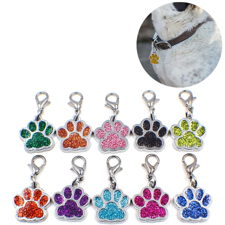 10 PCS Enamel Cat Dog Bear Paw Prints Key Chain Jewelry Making(Color Mixing)