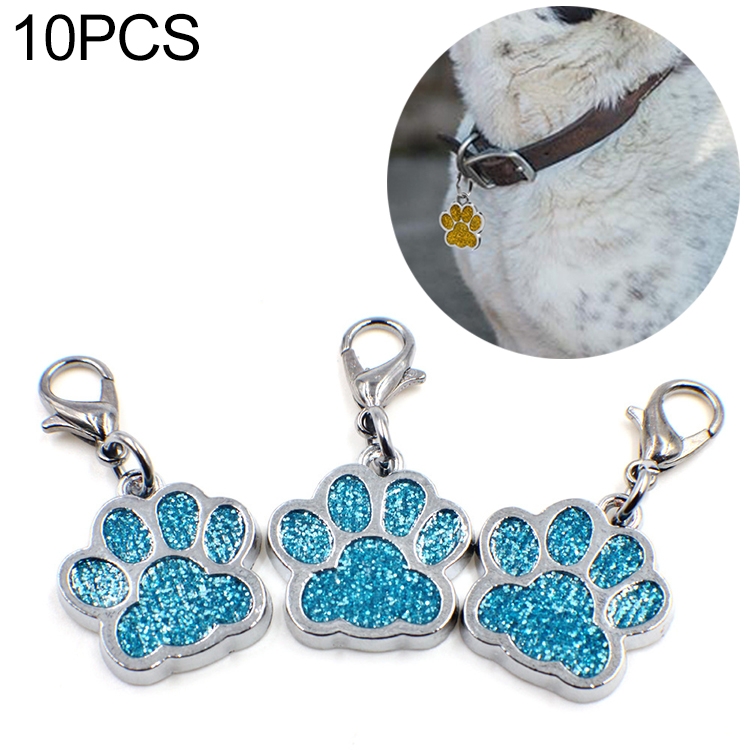 10 PCS Enamel Cat Dog Bear Paw Prints Key Chain Jewelry Making(Light Blue)