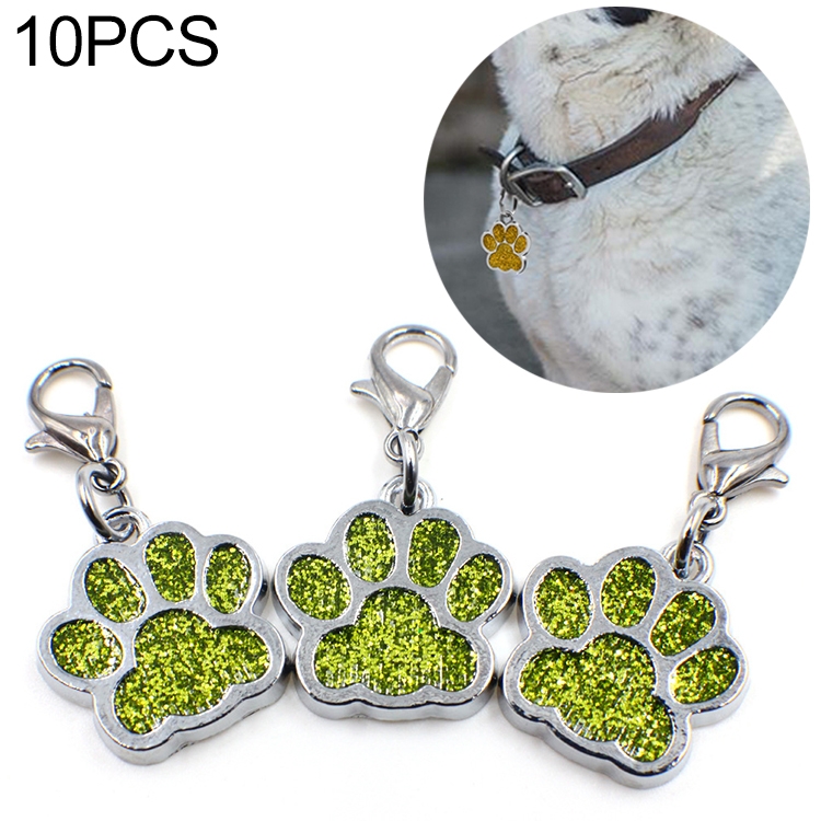 10 PCS Enamel Cat Dog Bear Paw Prints Key Chain Jewelry Making(Light Green)
