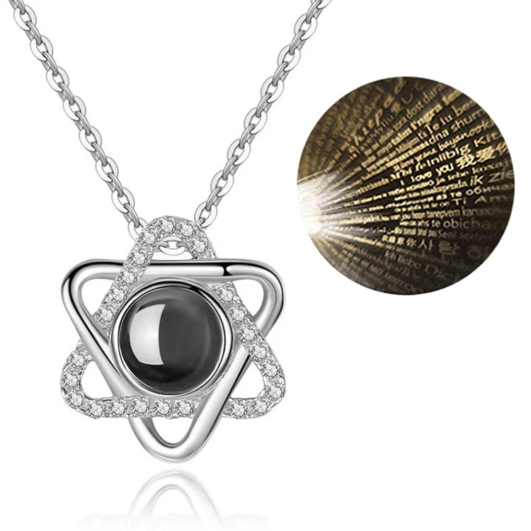 100 Language I Love You Projective Girl Six Pointed Star Pendant Necklace Jewelry