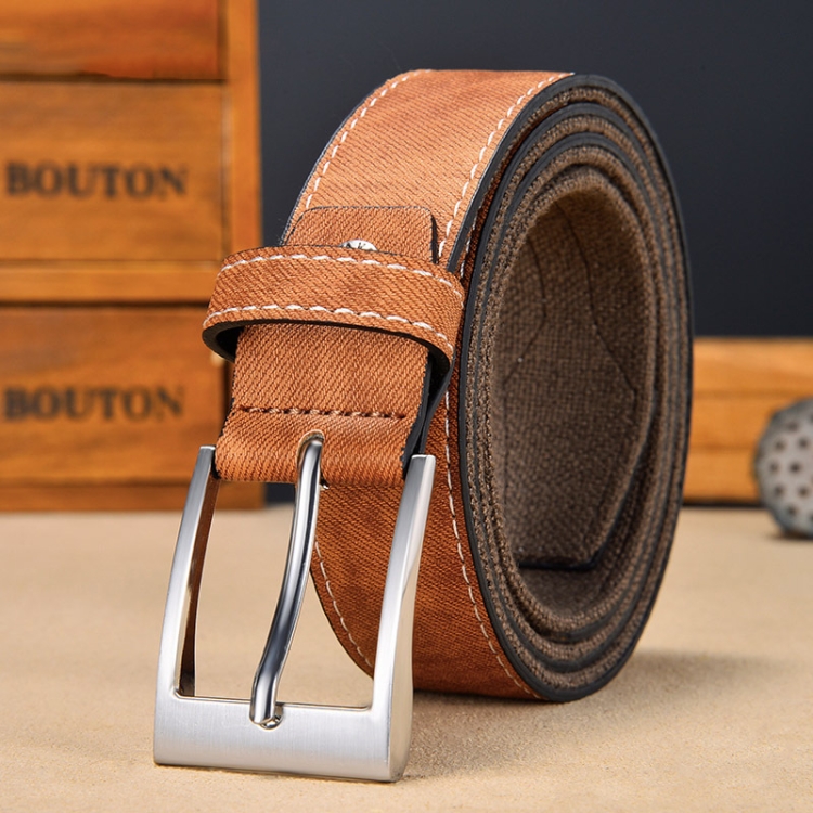 100cm Canvas Splicing Men Casual Belt Versatile Student Belt(Light Brown)