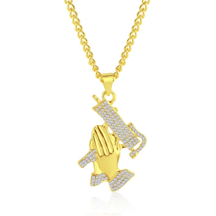 1010401302 Handheld Exaggerated Hip Hop Style Necklace Collarbone Chains