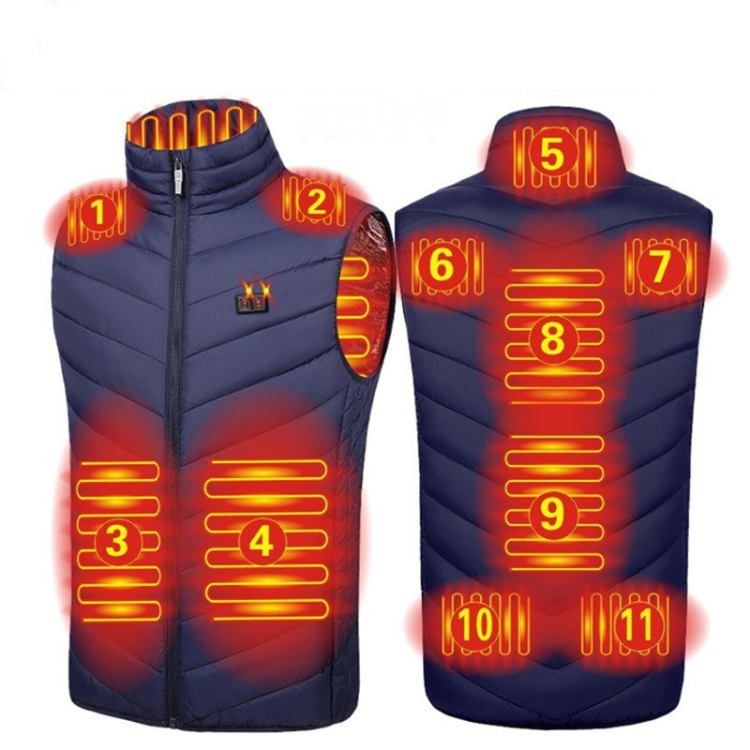 11 Area Double Control Blue USB Electric Heating Undershirt Intelligent Warm Vest(S)