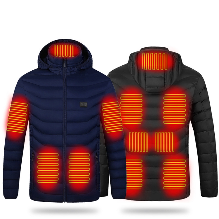 11 Zone Double Control Blue USB Winter Electric Heated Jacket Warm Thermal Jacket, Size: M