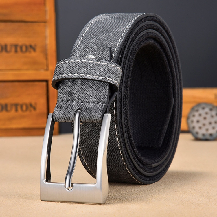110cm Canvas Splicing Men Casual Belt Versatile Student Belt(Grey)