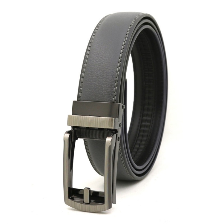 115cm Second Layer Cowhide Men Business Belt Automatic Buckle Belt(Grey)