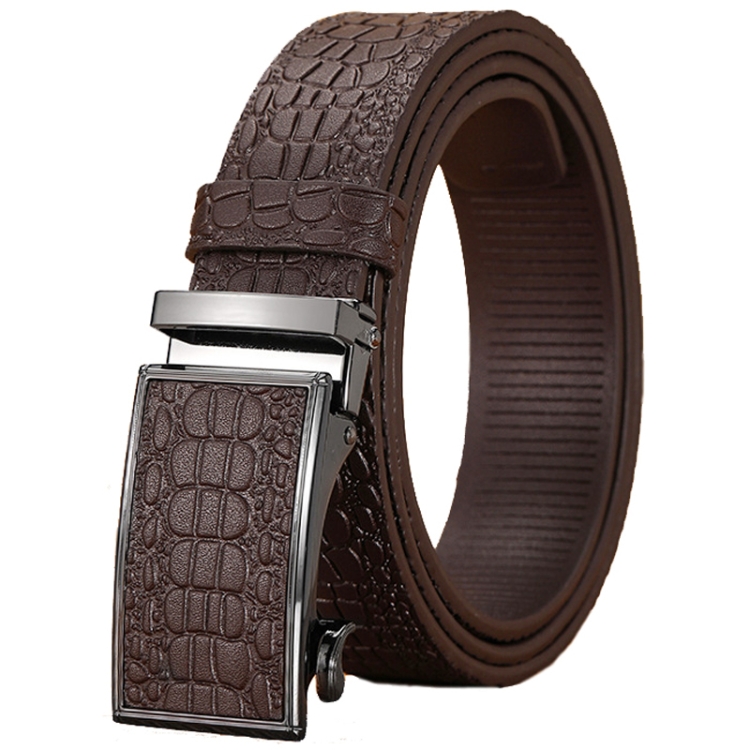 120cm Crocodile Pattern Leather Men Business Belt Without Buckle(Brown)
