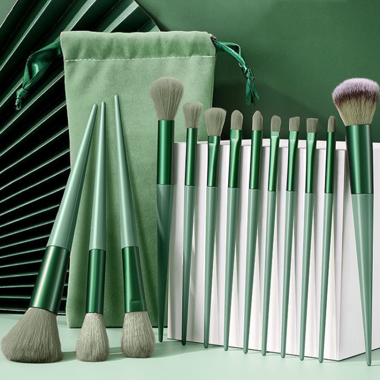 13-in-1 Soft Fluffy Make Up Brush Set Foundation Blush Powder Eyeshadow Brush(Green)