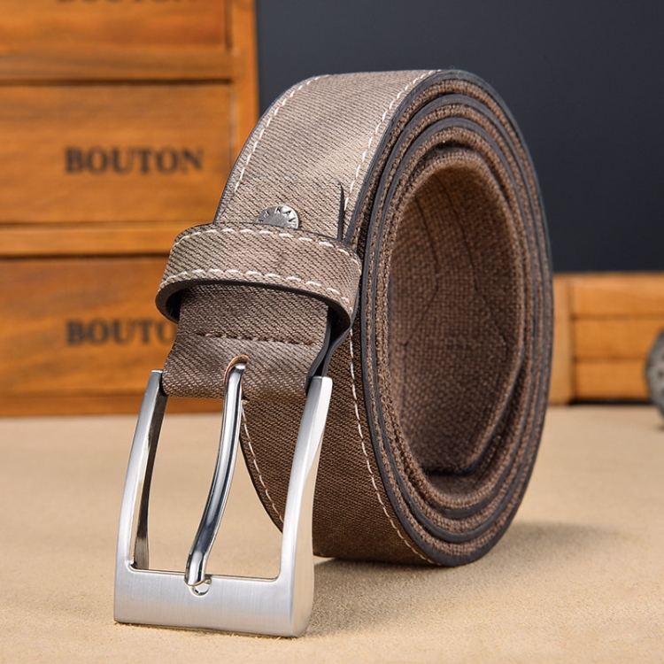130cm Canvas Splicing Men Casual Belt Versatile Student Belt(Coffee)