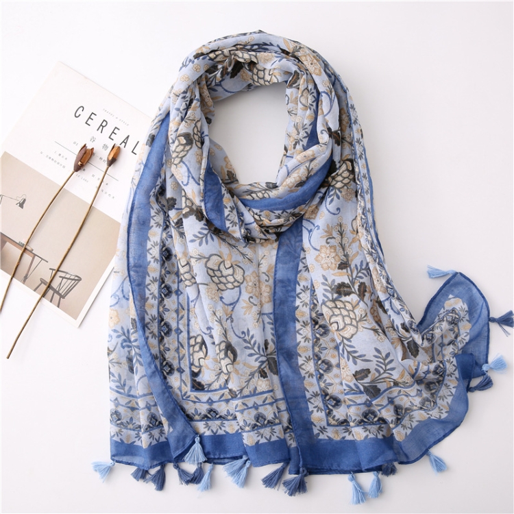 180 X 85cm Women Cotton And Linen Scarf Retro Splicing Bohemian Printed Silk Shawl SL2003-009