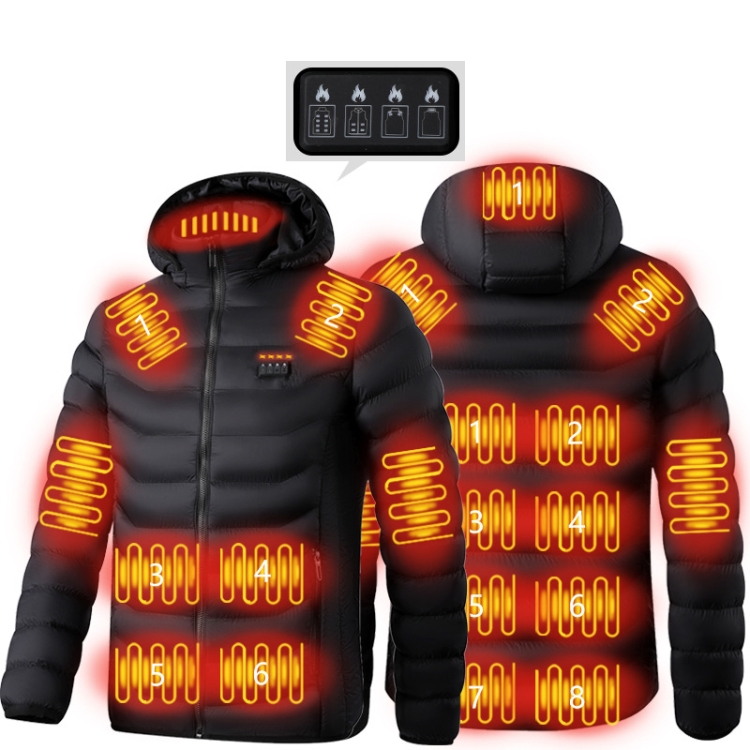 19 Zone 4 Control Black USB Winter Electric Heated Jacket Warm Thermal Jacket, Size: XXXL