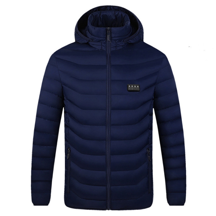 19 Zone 4 Control Blue USB Winter Electric Heated Jacket Warm Thermal Jacket, Size: XXXL