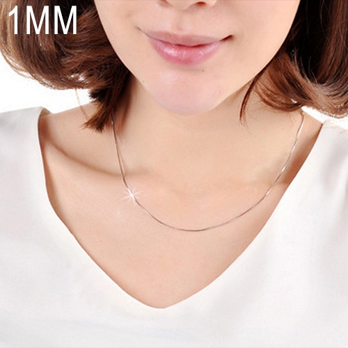 1MM Personality Fashion Silver Plated Snake Bone Chain(Silver length:34 inch)