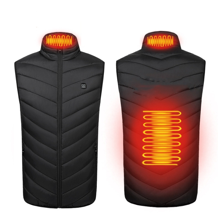2 Area Single Control USB Electric Heating Undershirt Intelligent Warm Vest, Size: XXL(Black)