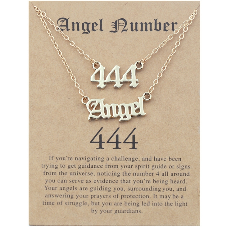 2 In 1 Angel Lucky Numbers Layered Necklace Set Women Collarbone Chain Jewelry, Style: Angel+4 Gold
