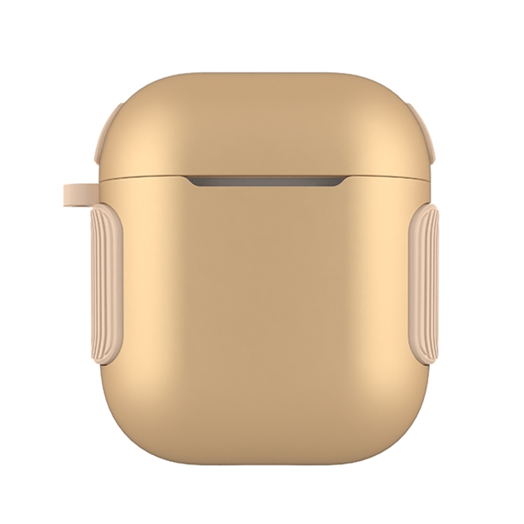 2 in 1 Matte Texture Contrast Color PC + TPU Earphone Case For AirPods 2 / 1(Gold)