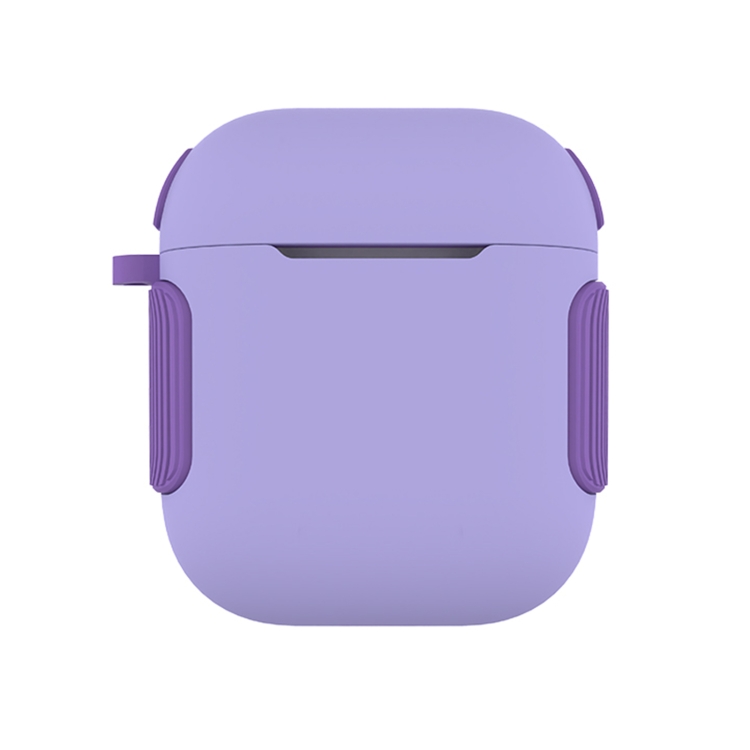 2 in 1 Matte Texture Contrast Color PC + TPU Earphone Case For AirPods 2 / 1(Lavender)