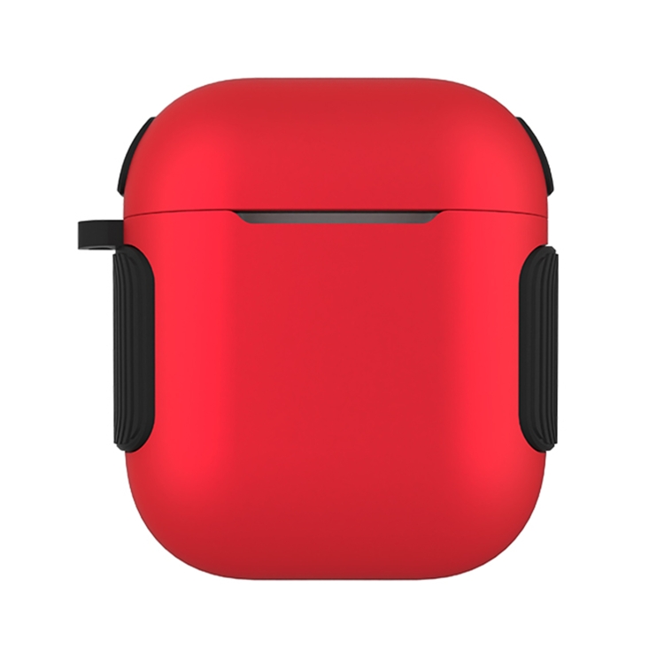 2 in 1 Matte Texture Contrast Color PC + TPU Earphone Case For AirPods 2 / 1(Red)