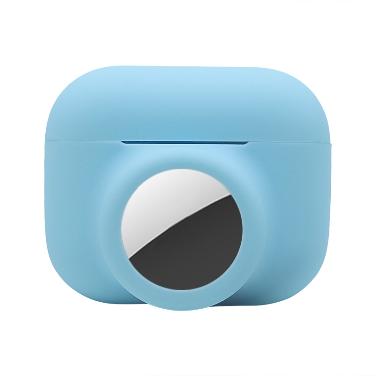 2 in 1 Shockproof Full Coverage Silicone Protective Case For AirPods Pro / AirTag 2nd Gen / AirTag 1st Gen(Blue)