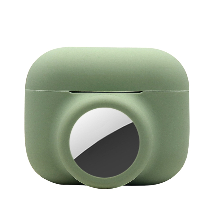 2 in 1 Shockproof Full Coverage Silicone Protective Case For AirPods Pro / AirTag 2nd Gen / AirTag 1st Gen(Olive Green)