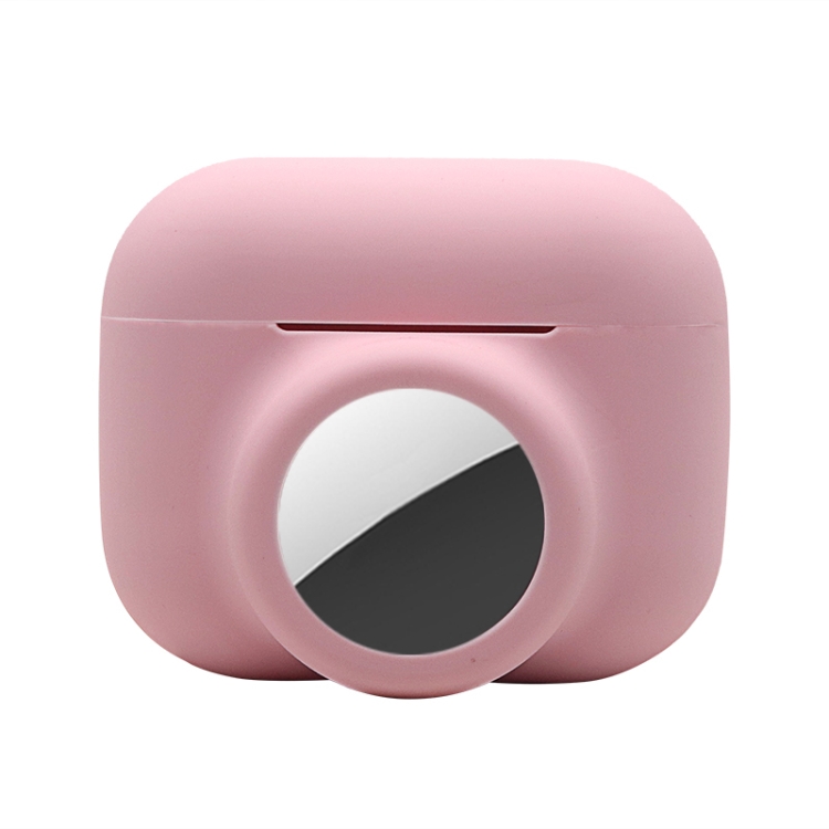 2 in 1 Shockproof Full Coverage Silicone Protective Case For AirPods Pro / AirTag 2nd Gen / AirTag 1st Gen(Pink)
