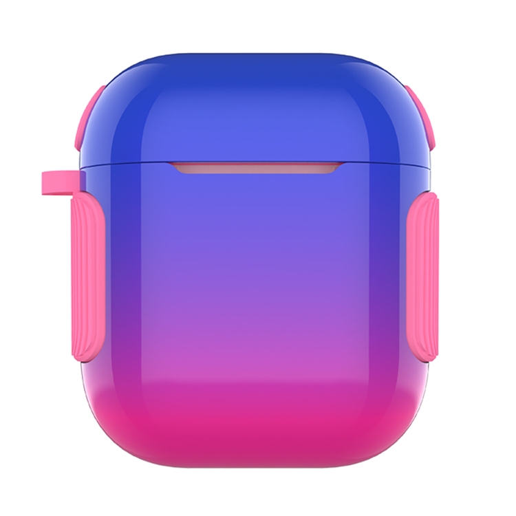 2 in 1 Varnish Colorful PC + TPU Earphone Case For AirPods 2 / 1(Blue+Rose Red Gradient)