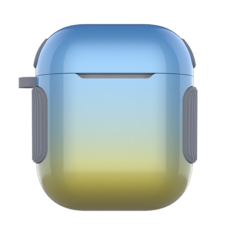 2 in 1 Varnish Colorful PC + TPU Earphone Case For AirPods 2 / 1(Blue+Yellow Gradient)