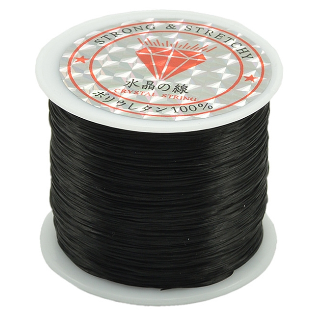 2 PCS 50m/bag 0.5mm Round Elastic Cord Beading Stretch Thread/String/Rope for Necklace Bracelet Jewelry Making(black)
