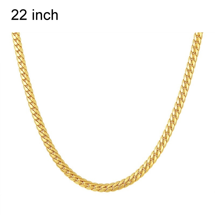 2 PCS 5mm Full Sideways Gold Plated Necklace Fashion Jewelry, Specification: 22 inch (55cm)