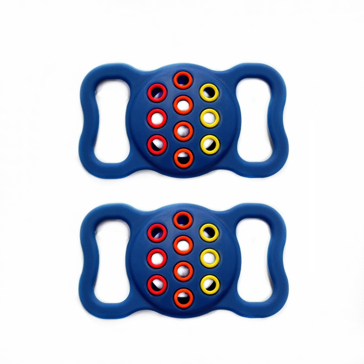 2  PCS Contrast Color Perforated Pet Collar Silicone Cover for AirTag 2nd Gen / AirTag 1st Gen(Dark Blue Colorful)