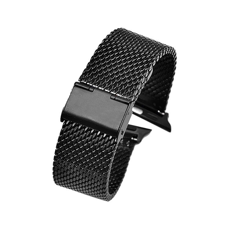 304 Stainless Steel Milanese Watch Band with Connector For Apple Watch Series 10 42mm / 9&8&7 41mm / SE 3&SE 2&6&SE&5&4 40mm / 3&2&1 38mm(Black)