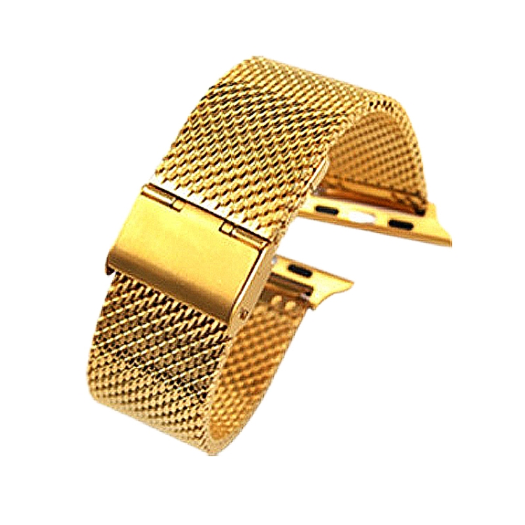 304 Stainless Steel Milanese Watch Band with Connector For Apple Watch Ultra 49mm&Watch Ultra 2 49mm / Series 10 46mm / 9&8&7 45mm / SE 3&SE 2&6&SE&5&4 44mm / 3&2&1 42mm(Gold)