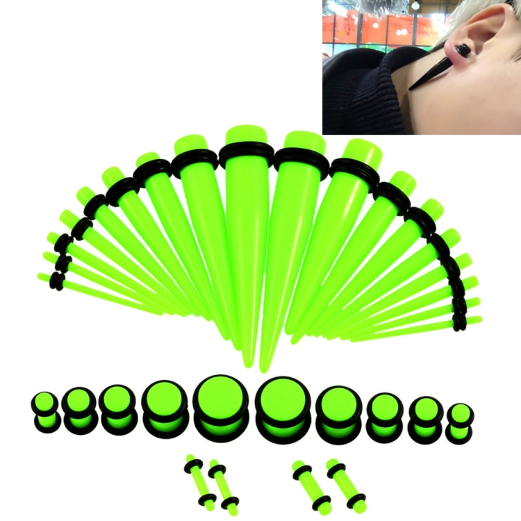 36PCS Unisex Acrylic Ear Expansion Ear Extender 14G-00G Accessories Set(Green)