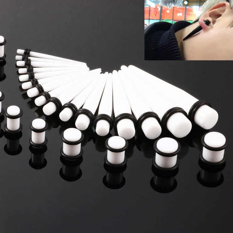 36PCS Unisex Acrylic Ear Expansion Ear Extender 14G-00G Accessories Set(White)