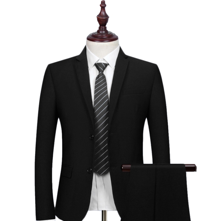 3pcs /Set Men Formal Business Suit Blazers Wedding Dress Groom Group Suits, Size: S(2 Button Black Jacket+Vest+Pants)