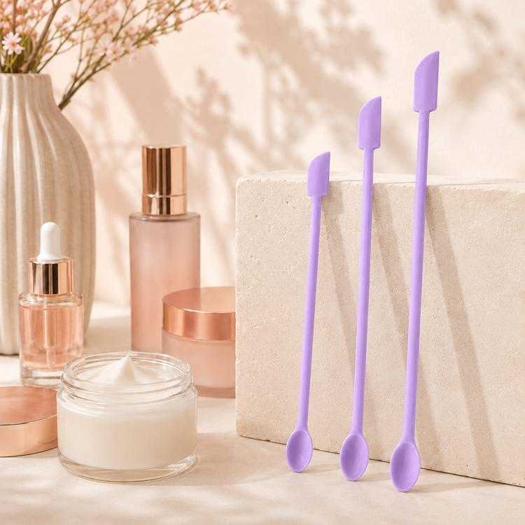 3pcs / Set Mini Double-headed Cosmetic Bottle Silicone Scraper Spoon(Purple)