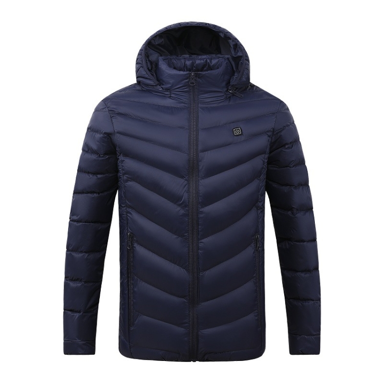 4 Zone Blue USB Winter Electric Heated Jacket Warm Thermal Jacket, Size: XXXXL