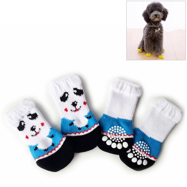 4pcs /Set Cute Puppy Dogs Pet Knitted Anti-slip Socks, Size:S (Panda)