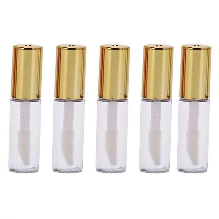 5pcs Lip Glaze Trial Sample Bottle Mini DIY Homemade Lip Gloss Bottles Lip Oil Bottle, Color: Gold